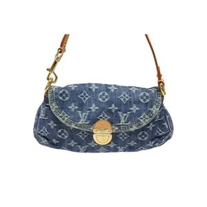 Louis Vuitton denim handbag blue Monogram leather Pleaty